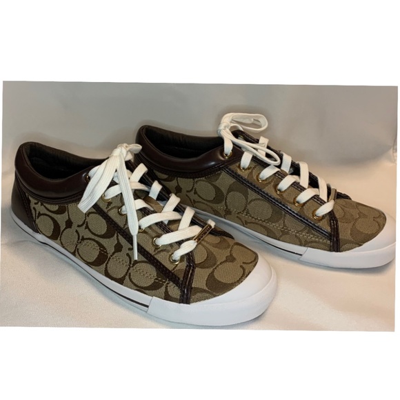 NIB! Coach Francesca Style Sneakers in Khaki and Chestnut! Size 11M! - Picture 1 of 16